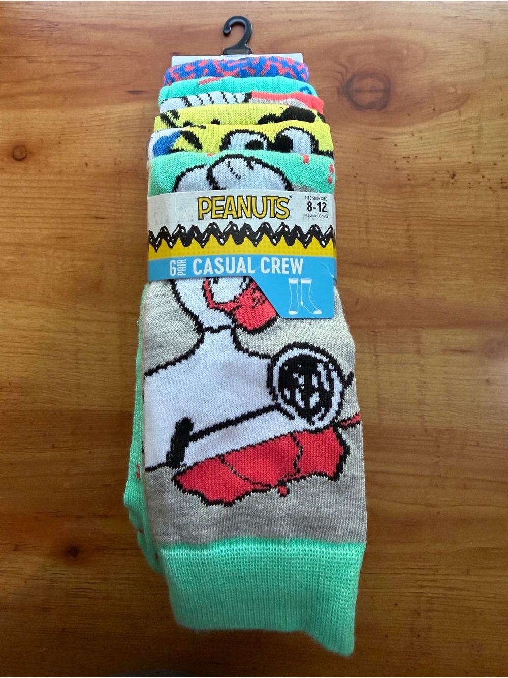 Peanuts Casual Crew Socks - Snoopy Multi-Color (6 Pair) Size 8-12